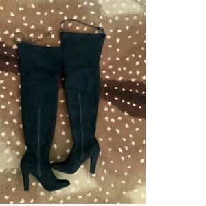 SALE!   Black Faux Suede Over-the-Knee Boots